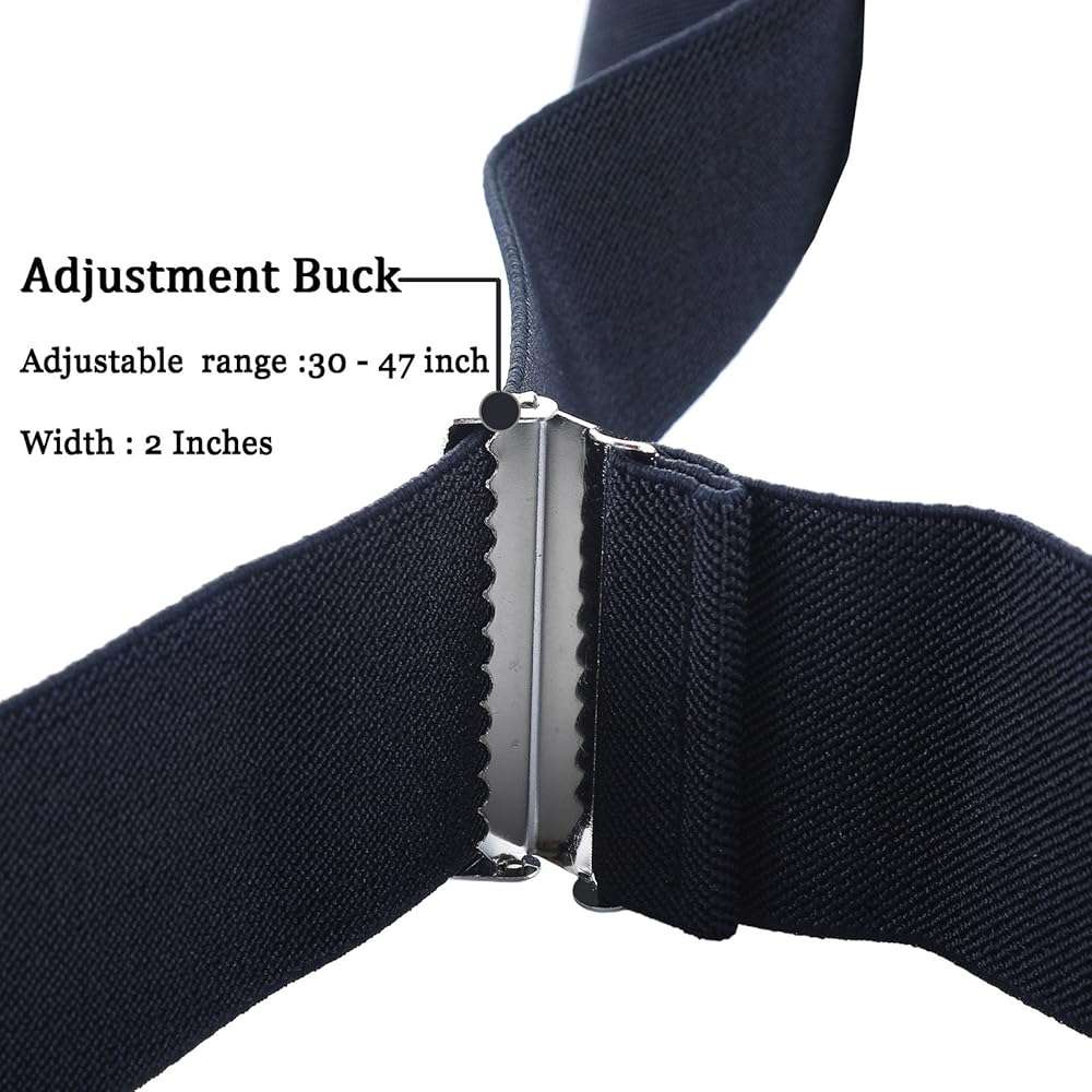 AWAYTR Men Utility Suspenders Adjustable Elastic - Heavy Duty 2 Inch Wide X Shape Strong Clip Suspender - Image 2