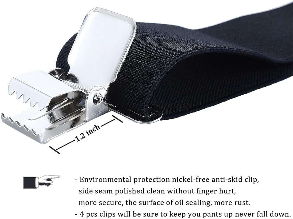 AWAYTR Men Utility Suspenders Adjustable Elastic - Heavy Duty 2 Inch Wide X Shape Strong Clip Suspender - Image 3