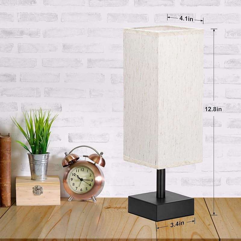 aooshine Small Table Lamp for Bedroom - Bedside Lamps for Nightstand, Minimalist Night Stand Light Lamp with Square Fabric Shade, Desk Reading Lamp for Kids Room Living Room Office Dorm - Image 2