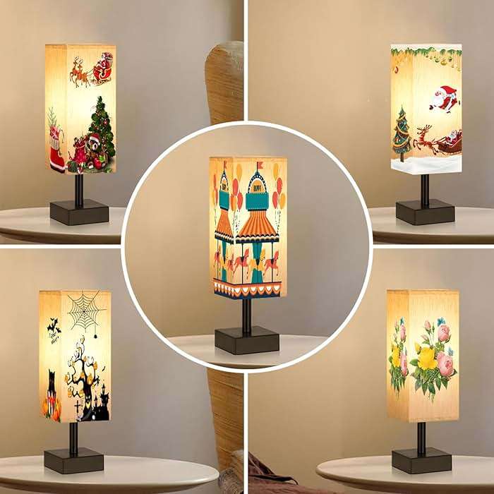 aooshine Small Table Lamp for Bedroom - Bedside Lamps for Nightstand, Minimalist Night Stand Light Lamp with Square Fabric Shade, Desk Reading Lamp for Kids Room Living Room Office Dorm - Image 7