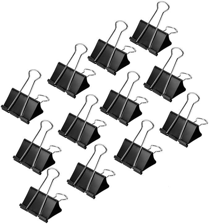 Amazon Basics Sturdy Binder Clips, Office Supplies, Small 0.75 in, Document Organizing, School Supplies, Black, 144 Count - Image 1