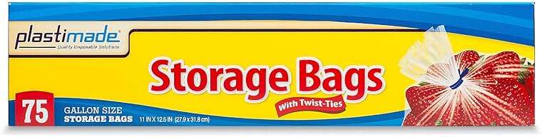 Plastimade 1 Gallon Storage Bags with Twist Ties, 300 Count - Clear Plastic Food Storage Bags for Sandwiches, Snacks, Fruit, Produce & Freezer - Image 4