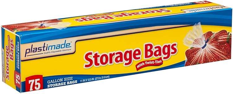 Plastimade 1 Gallon Storage Bags with Twist Ties, 300 Count - Clear Plastic Food Storage Bags for Sandwiches, Snacks, Fruit, Produce & Freezer - Image 5