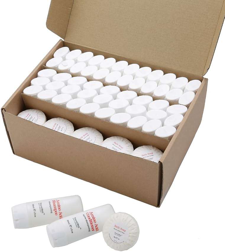 Travel Well Mini Shampoo & Conditioner Set - Amino Acid Travel Shampoo & Conditioner - Paraben-Free Mini Soap Bars Guest Bathroom Toiletries - 25 Bottles (1.01 Fl Oz) & 25 Bars (28 g) - Image 2