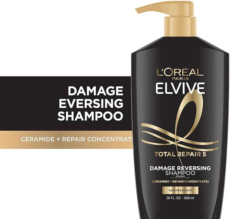 L'Oreal Paris Elvive Total Repair 5 Repairing Shampoo for Damaged Hair Shampoo with Protein and Ceramide for Strong Silky Shiny Healthy Renewed Hair 28 Fl Oz - Image 2