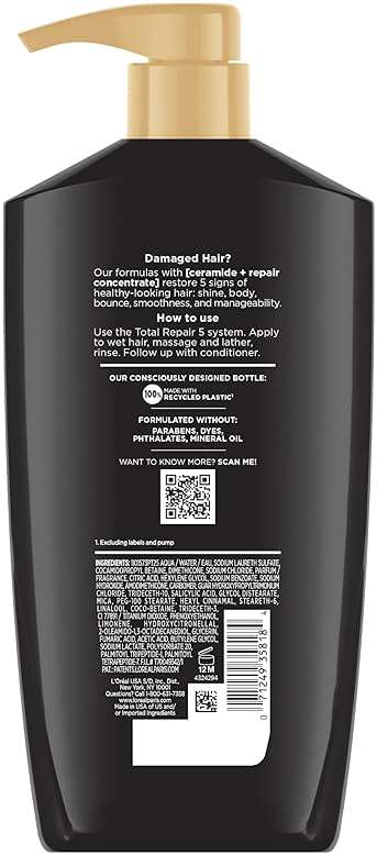 L'Oreal Paris Elvive Total Repair 5 Repairing Shampoo for Damaged Hair Shampoo with Protein and Ceramide for Strong Silky Shiny Healthy Renewed Hair 28 Fl Oz - Image 11