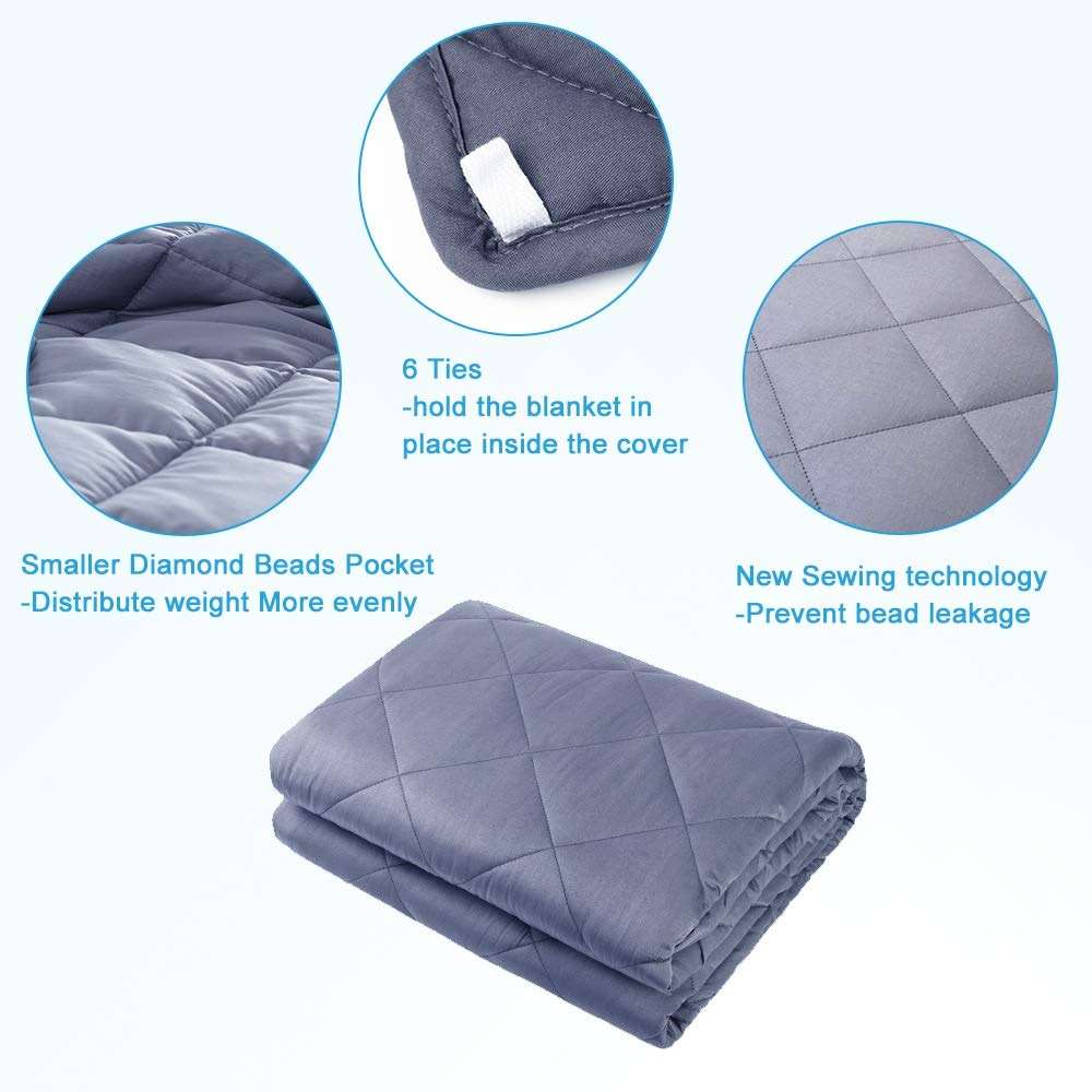 HYPNOSER Weighted Blanket Twin Size (15 lbs 48"x72") for Kids and Adults | Heavy Blanket for Better Sleep, Fits Twin or Full Size Beds (Dark Grey) - Image 5