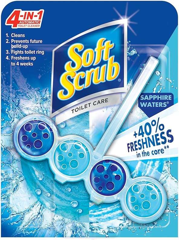 Soft Scrub 4-in-1 Rim Hanger Toilet Bowl Cleaner, Sapphire Waters, 6 Count - Image 1