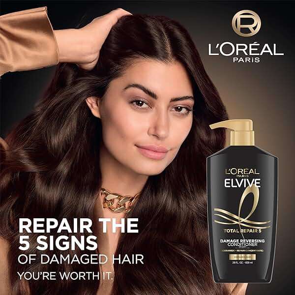 L'Oreal Paris Elvive Total Repair 5 Repairing Conditioner for Damaged Hair Conditioner with Protein and Ceramide for Strong Silky Shiny Healthy Renewed Hair 28 Fl Oz - Image 3