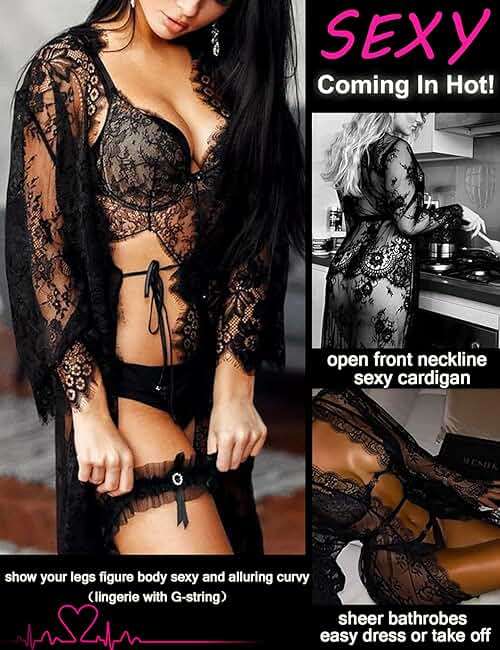 Avidlove Women's Lace Kimono Robe Babydoll Lingerie Mesh Nightgown S-5XL - Image 3