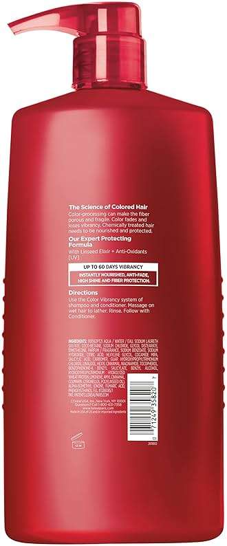 L'Oreal Paris Elvive Color Vibrancy Protecting Shampoo, for Color Treated Hair, Shampoo with Linseed Elixir and Anti-Oxidants, for Anti-Fade, High Shine, and Color Protection, 28 Fl Oz - Image 2