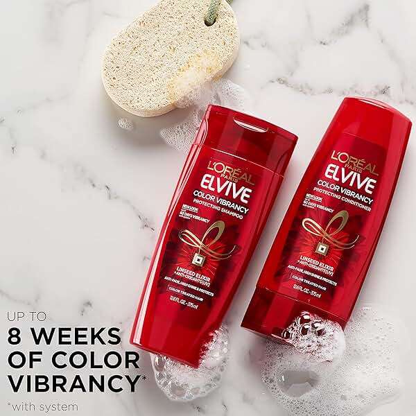 L'Oreal Paris Elvive Color Vibrancy Protecting Shampoo, for Color Treated Hair, Shampoo with Linseed Elixir and Anti-Oxidants, for Anti-Fade, High Shine, and Color Protection, 28 Fl Oz - Image 3