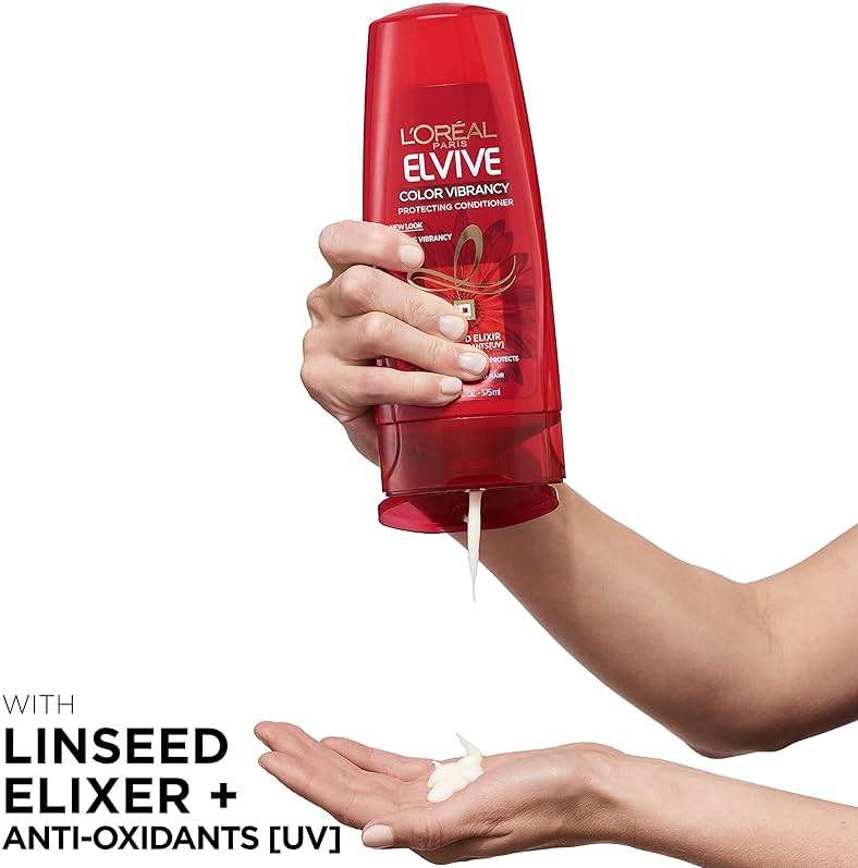 L'Oreal Paris Elvive Color Vibrancy Protecting Shampoo, for Color Treated Hair, Shampoo with Linseed Elixir and Anti-Oxidants, for Anti-Fade, High Shine, and Color Protection, 28 Fl Oz - Image 4