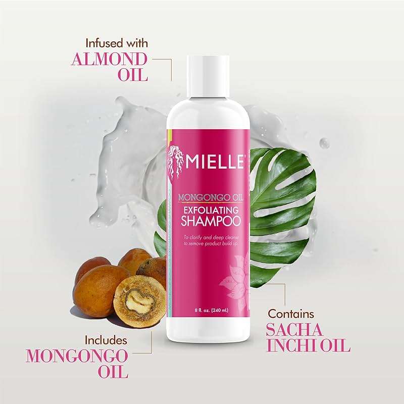Mielle Organics Mongongo Oil Exfoliating Hair Shampoo - Sulfate-Free Shampoo & Scalp Exfoliator to Remove Dirt, Oil & Product Build-Up - Maintains Essential Moisture (8 Fl Oz) - Image 3