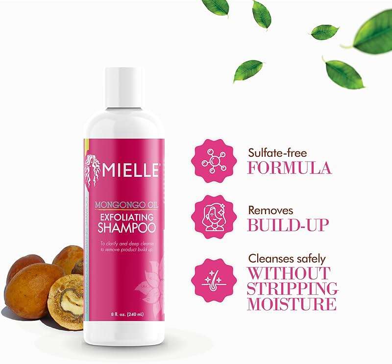Mielle Organics Mongongo Oil Exfoliating Hair Shampoo - Sulfate-Free Shampoo & Scalp Exfoliator to Remove Dirt, Oil & Product Build-Up - Maintains Essential Moisture (8 Fl Oz) - Image 4