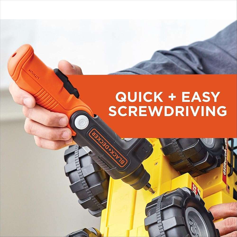 BLACK+DECKER Cordless Screwdriver with LED Light 4V MAX, Electric Screwdriver with 2 Pcs Bit Set (BDCSFL20C) - Image 11