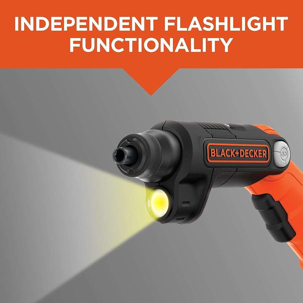 BLACK+DECKER Cordless Screwdriver with LED Light 4V MAX, Electric Screwdriver with 2 Pcs Bit Set (BDCSFL20C) - Image 14