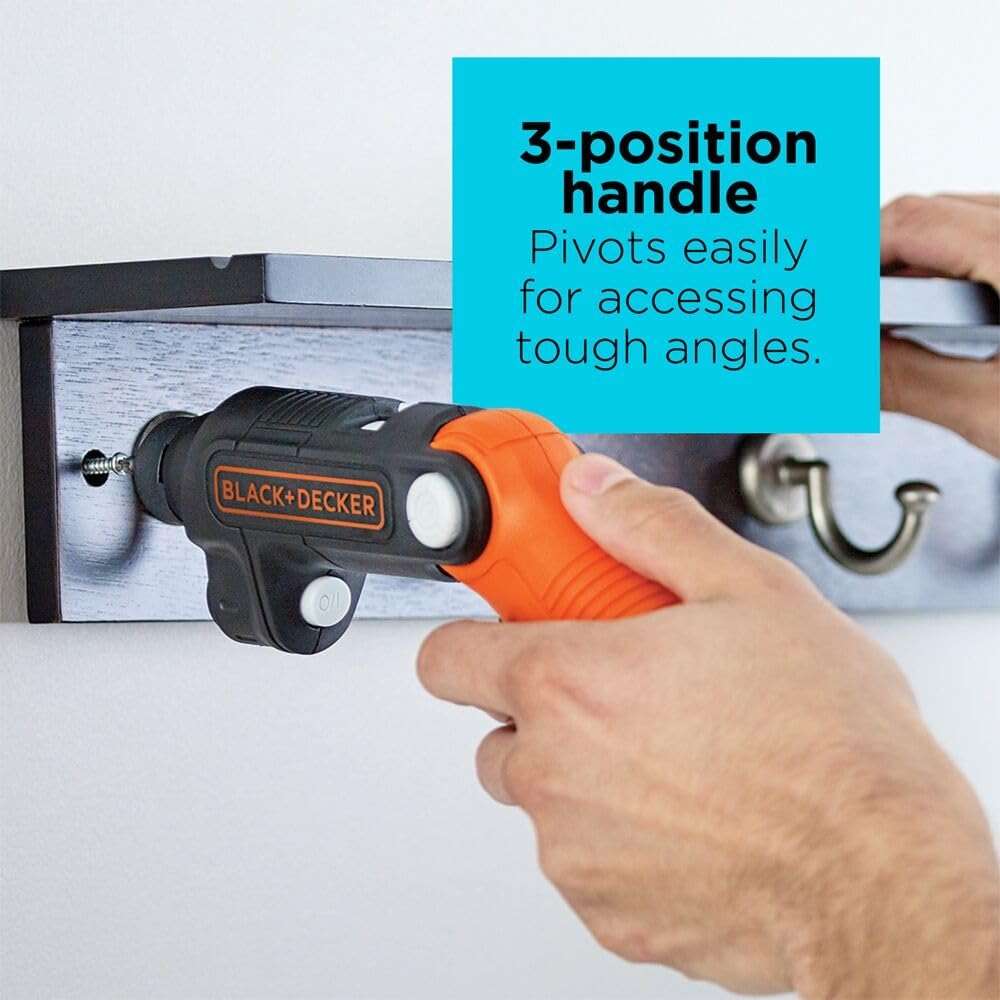 BLACK+DECKER Cordless Screwdriver with LED Light 4V MAX, Electric Screwdriver with 2 Pcs Bit Set (BDCSFL20C) - Image 8