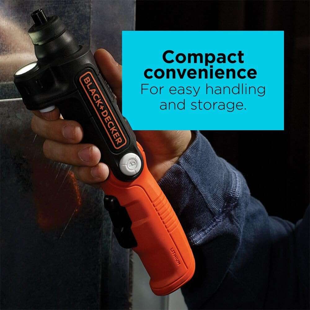 BLACK+DECKER Cordless Screwdriver with LED Light 4V MAX, Electric Screwdriver with 2 Pcs Bit Set (BDCSFL20C) - Image 10