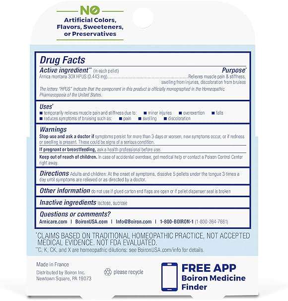 Boiron Arnica Montana 30X Homeopathic Medicine for Relief from Muscle Pain, Muscle Stiffness, Swelling from Injury, and Discoloration from Bruises - 3 Count (240 Pellets) - Image 7