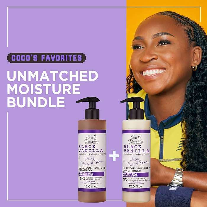 Carol's Daughter Black Vanilla Sulfate Free Shampoo and Conditioner Set for Curly, Wavy or Natural Hair, Moisturizing Hair Care for Dry, Damaged Split Ends, 1 Kit - Image 2