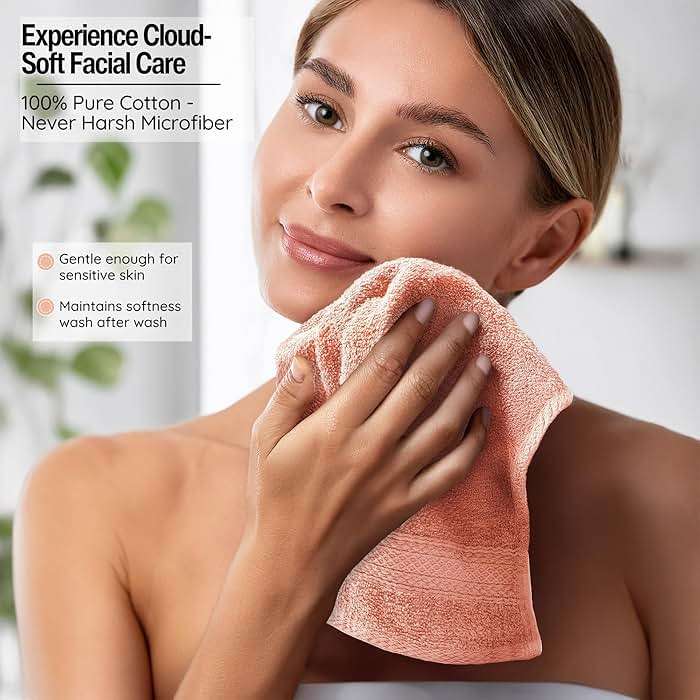 Luxurious Washcloths – Set of 12 – Size 13” x 13” – Thick Loop Pile Washcloth – Absorbent and Soft 100% Ring-Spun Cotton Wash Cloth – Lint Free Face Towel – Wash Cloths Perfect for Bathroom - Image 4