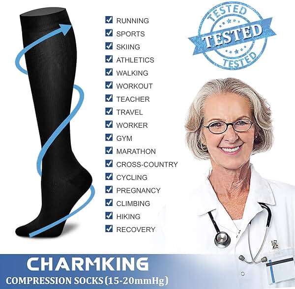 CHARMKING Compression Socks for Women & Men Circulation (3 Pairs) 15-20 mmHg is Best Support for Athletic Running Cycling - Image 5