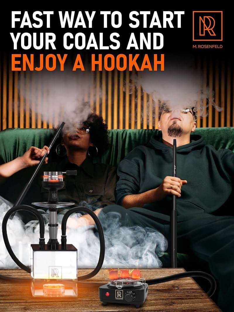 M. ROSENFELD Hookah Coal Burner 500W with Grid - Coal Burner for Hooka Cubes Black Heat Hookah Charcoal Burner Electric for Shisha with Grill & Free Hooka Tongs Hooka Stove - 304 Stainless Steel - Image 5