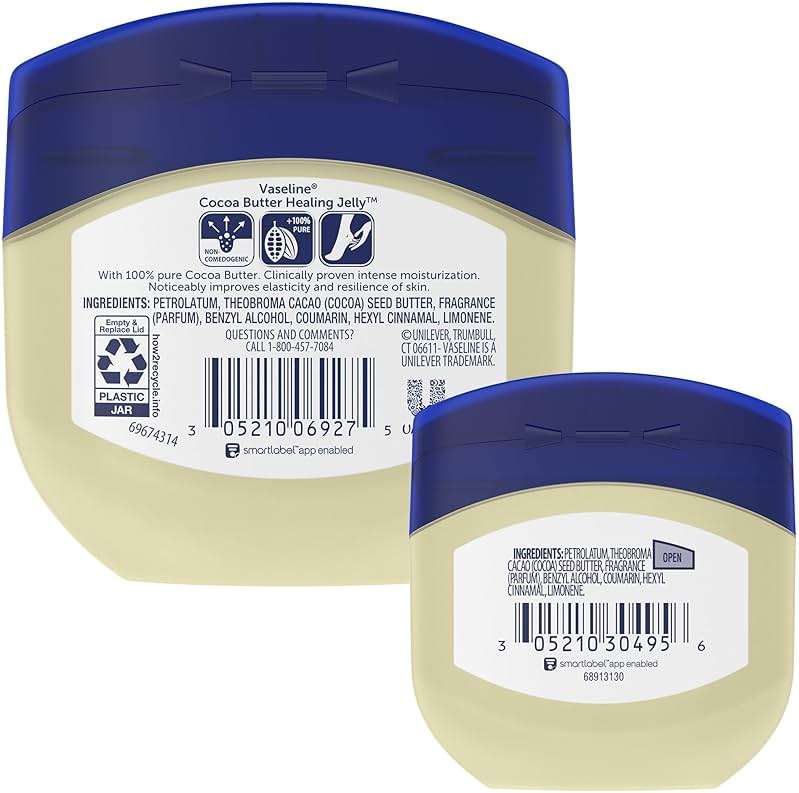 Vaseline Cocoa Butter Healing Jelly Variety Pack, 2 Sizes (7.5 Oz & 1.75 Oz) – Rich Moisturizing Ointment, Protectant & Moisturizer for Dry Skin - Image 2