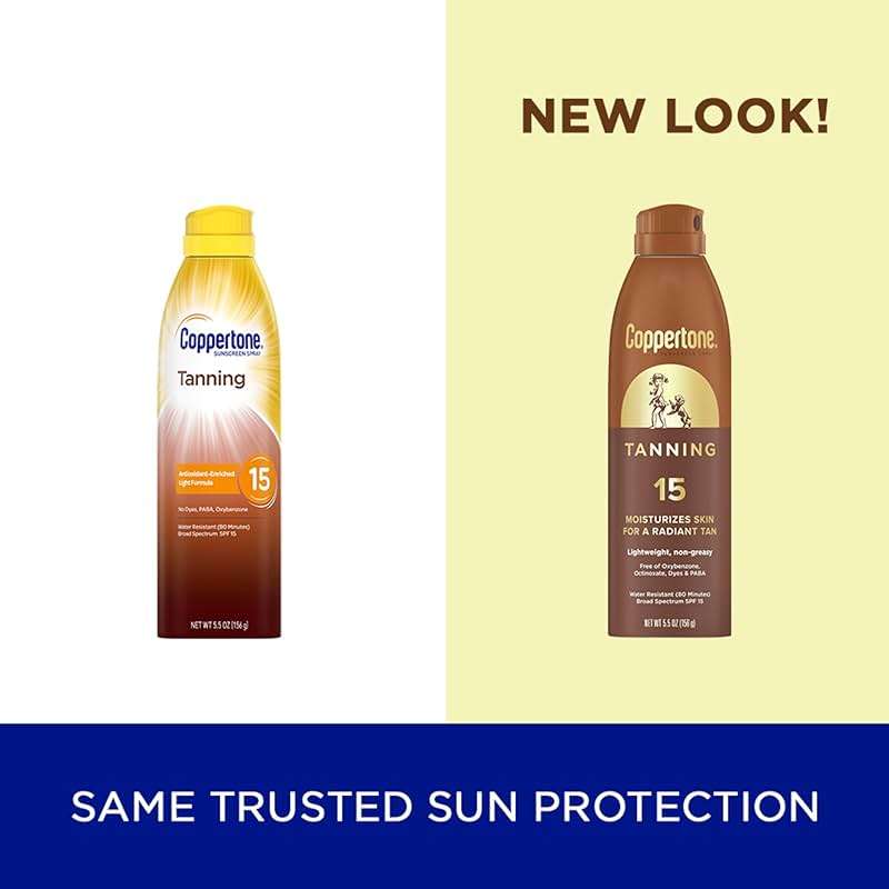 Coppertone Tanning Sunscreen Spray with Broad Spectrum SPF 15, Water Resistant Spray Sunscreen, Lightweight and Non-Greasy, 5.5 Oz - Image 2