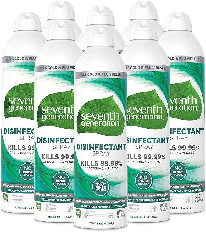 Seventh Generation Disinfecting Spray Cleaner Eucalyptus and Thyme Disinfectant 13.9 oz, Pack of 8 - Image 1
