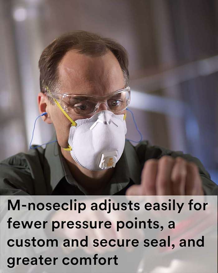 3M Particulate Respirator 8511, Pack of 10, N95, NIOSH APPROVED, Cool Flow Exhalation Valve, Disposable, Braided Comfort Strap, M Noseclip, Personal Protective Equipment - Image 5