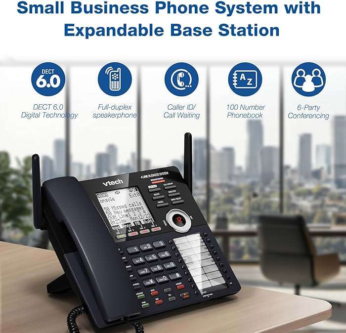 VTech AM18447 Main Console 4-Line Small Business Phone System - Expandable to 10 Stations, Digital Answering Machine, Auto Attendant, Intercom & Custom Music on Hold, Black - Image 3