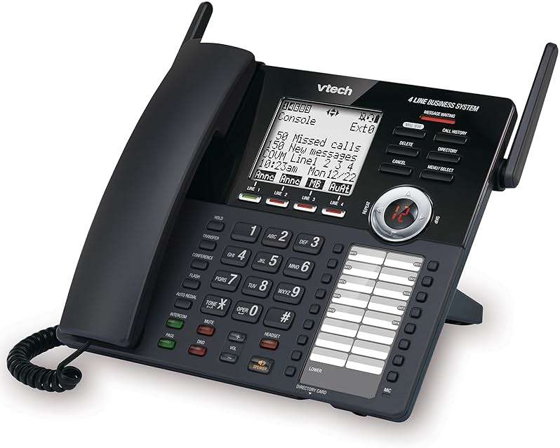 VTech AM18447 Main Console 4-Line Small Business Phone System - Expandable to 10 Stations, Digital Answering Machine, Auto Attendant, Intercom & Custom Music on Hold, Black - Image 10