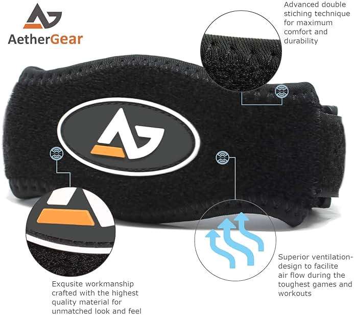 AetherGear Tennis Elbow Brace with Bonus Replacement Strap (1 pack) - Forearm Brace Support Band with Compression Pad and Elbow Strap for Tendonitis, Tennis & Golfer Elbow & Bursitis - Women and Men - Image 3