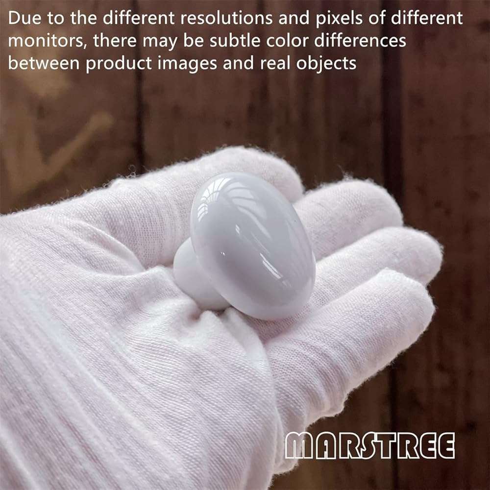 MARSTREE 10 Pack White Ceramic Cabinet Knobs Vintage Round Drawer Cupboard Dresser Wardrobe Closet Door Knobs Pull Handles Kitchen Cabinet Knobs with Long Short Screws - Image 4