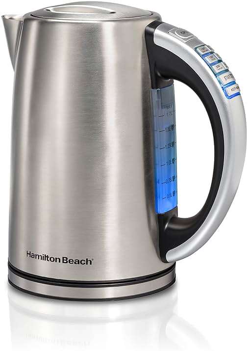 Hamilton Beach 1.7 Liter Temperature Control Electric Kettle, Water Boiler & Heater, Fast Boiling 1500 Watts, BPA Free, Cordless, Auto-Shutoff and Boil-Dry Protection, Stainless Steel (41020R) - Image 1