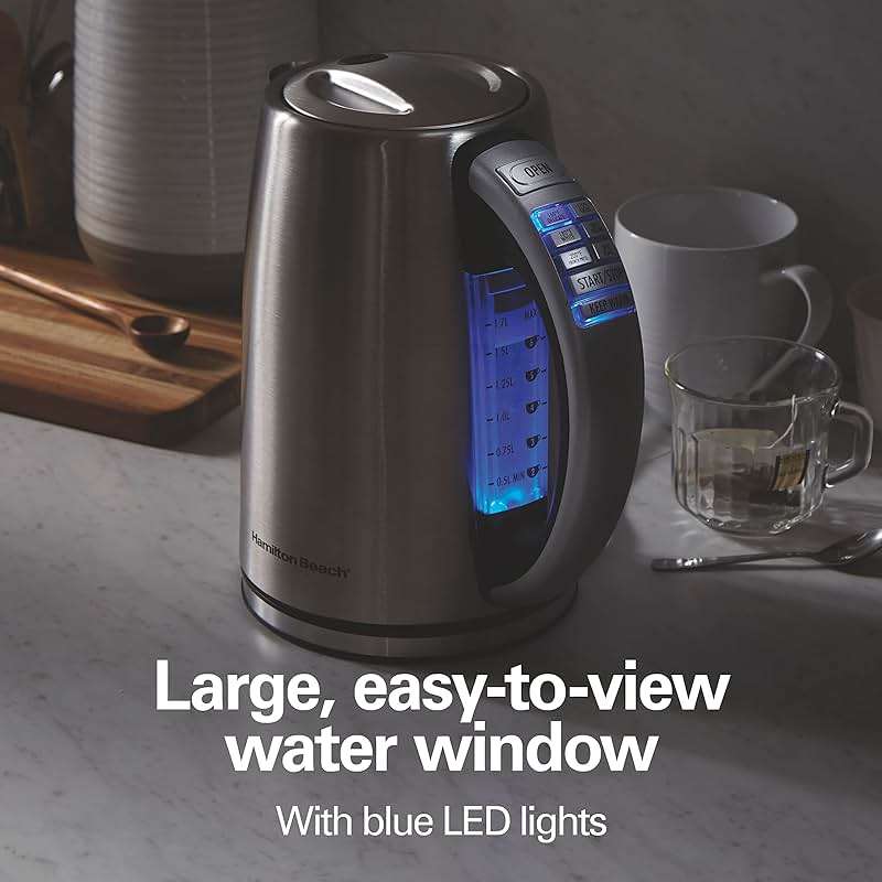 Hamilton Beach 1.7 Liter Temperature Control Electric Kettle, Water Boiler & Heater, Fast Boiling 1500 Watts, BPA Free, Cordless, Auto-Shutoff and Boil-Dry Protection, Stainless Steel (41020R) - Image 9