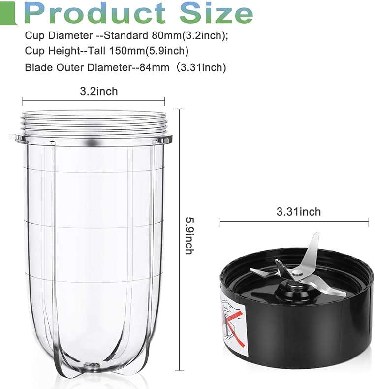 Replacement Cross Blade + 16oz Cup Set for Magic Bullet, Replacement Parts compatible with 250 W Magic Bullet MB1001 Blender - Image 2