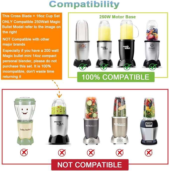 Replacement Cross Blade + 16oz Cup Set for Magic Bullet, Replacement Parts compatible with 250 W Magic Bullet MB1001 Blender - Image 4