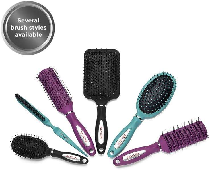 Revlon Straight & Smooth Soft Touch Paddle Hair Brush Set, Black + Berry - Image 5