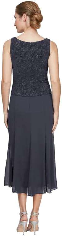 Alex Evenings Women's Tea Length Jacket Dress, Perfect for Weddings, Formal Events (Petite and Regular Sizes) - Image 4