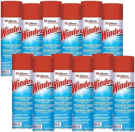 SC Johnson Professional WINDEX Aerosol Foaming Glass Surface Cleaner, White, 19.7 Fl Oz, 12 per Carton, (Pack of 12) - Image 1