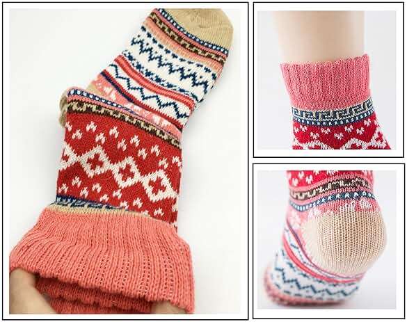 YZKKE 5Pack Womens Vintage Winter Soft Warm Thick Cold Knit Wool Crew Socks, Multicolor, free size - Image 2