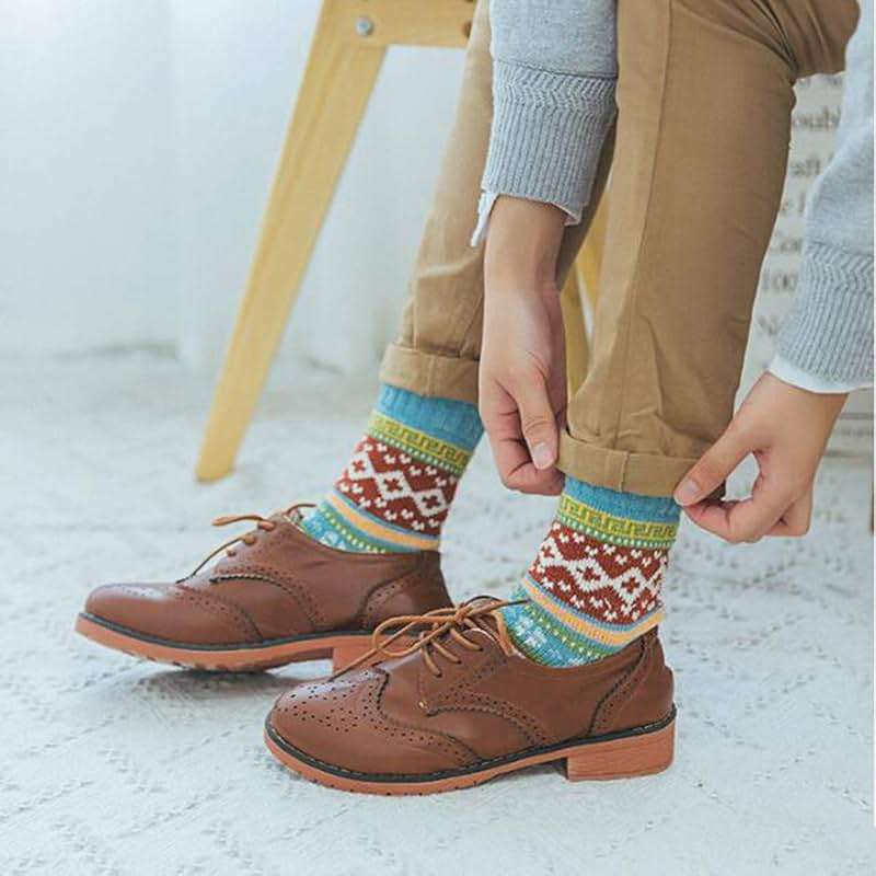 YZKKE 5Pack Womens Vintage Winter Soft Warm Thick Cold Knit Wool Crew Socks, Multicolor, free size - Image 5