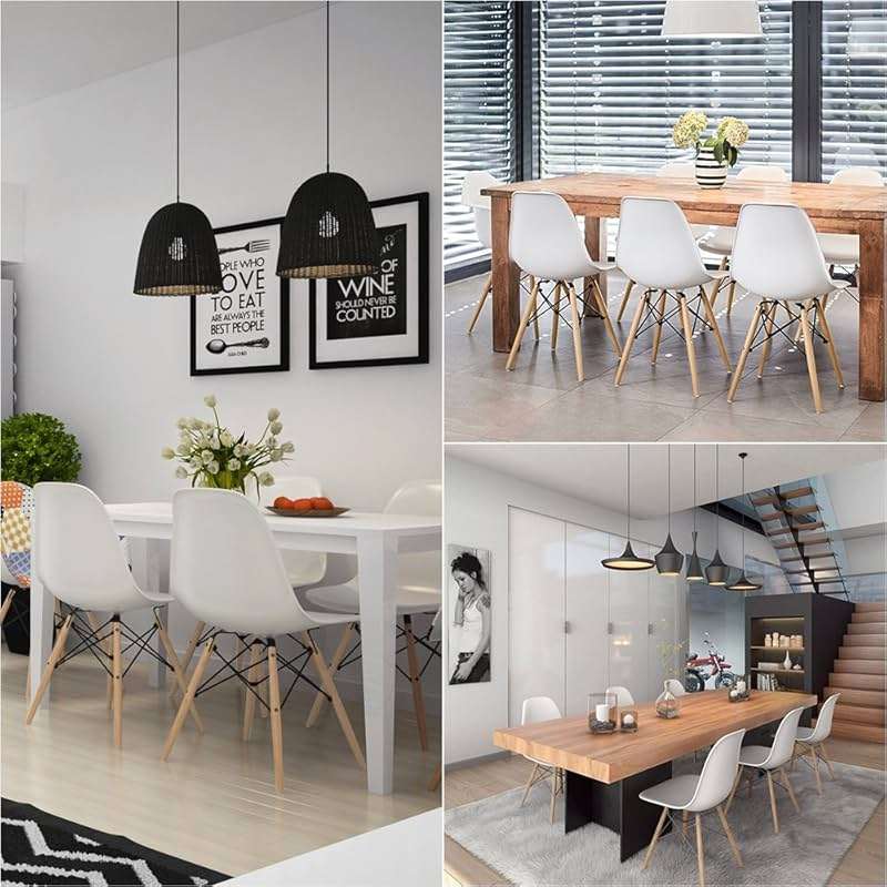 Furmax Modern Style Dining Chair Mid Century Modern DSW Chair, Shell Lounge Plastic Chair for Kitchen, Dining, Bedroom, Living Room Side Chairs Set of 4(White) - Image 5