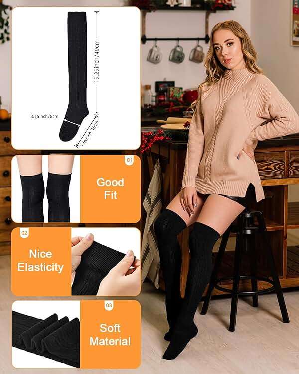 Century Star Thigh High Socks Long Over Knee High Socks for Women Casual Athlete Striped Knee High Stocking - Image 6