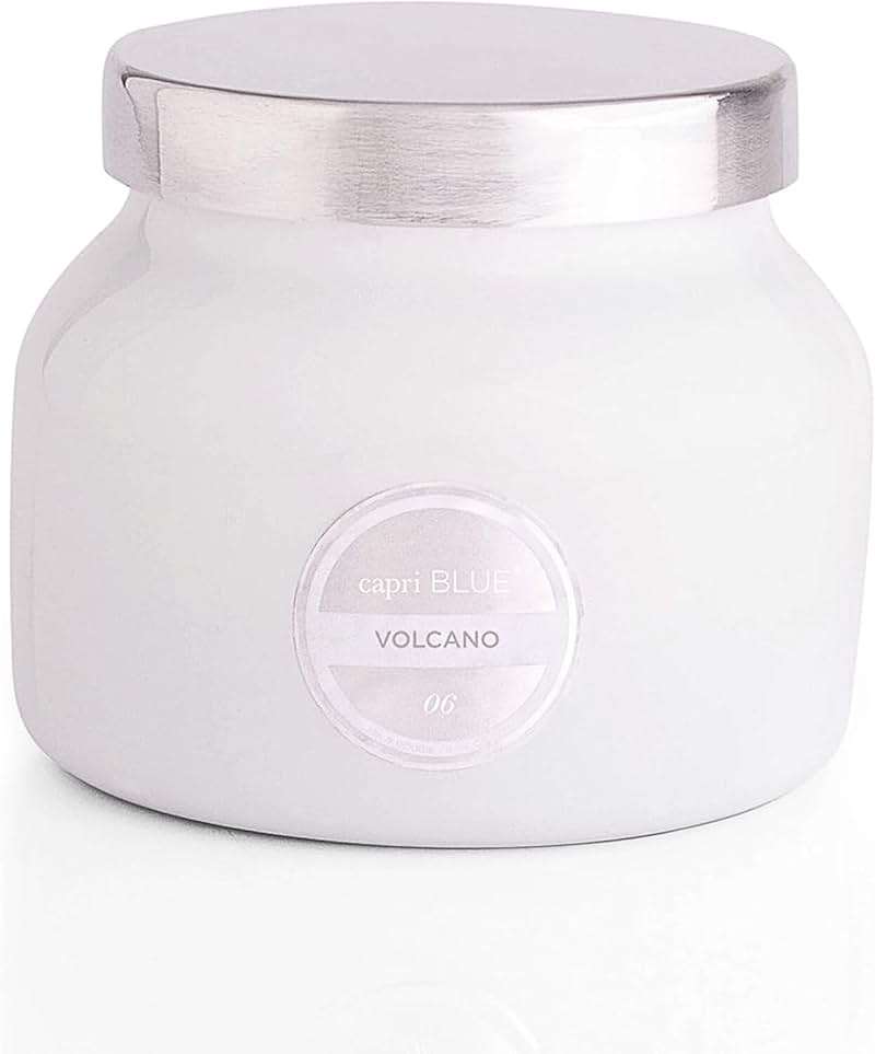 Capri Blue Volcano Scented and Luxury Glass Jar Candles for Home Scented with Tropical Fruit & Sugared Citrus - Soy Wax Blend, White Color (8 Oz) - Image 1