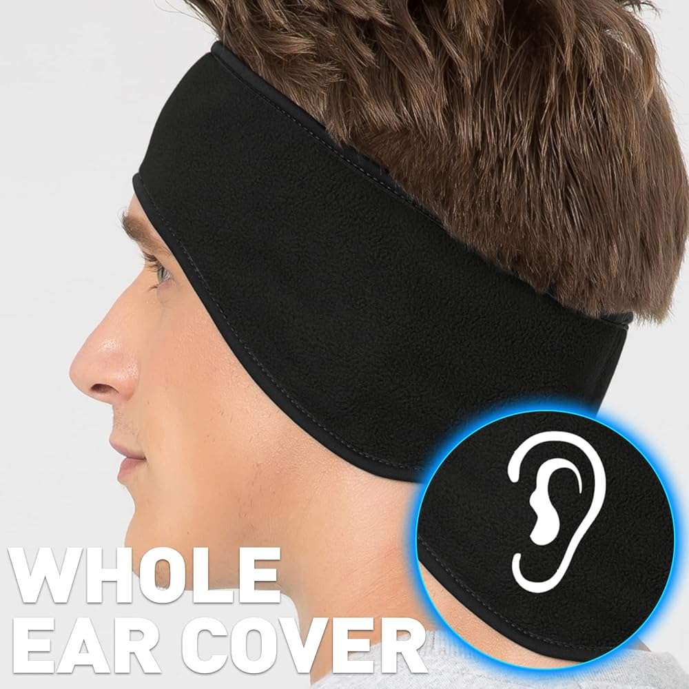 JOEYOUNG Fleece Ear Warmers for Men Women Kids - Winter Headband Ear Muffs Ear Covers for Cold Weather Running Cycling Ski - Image 3