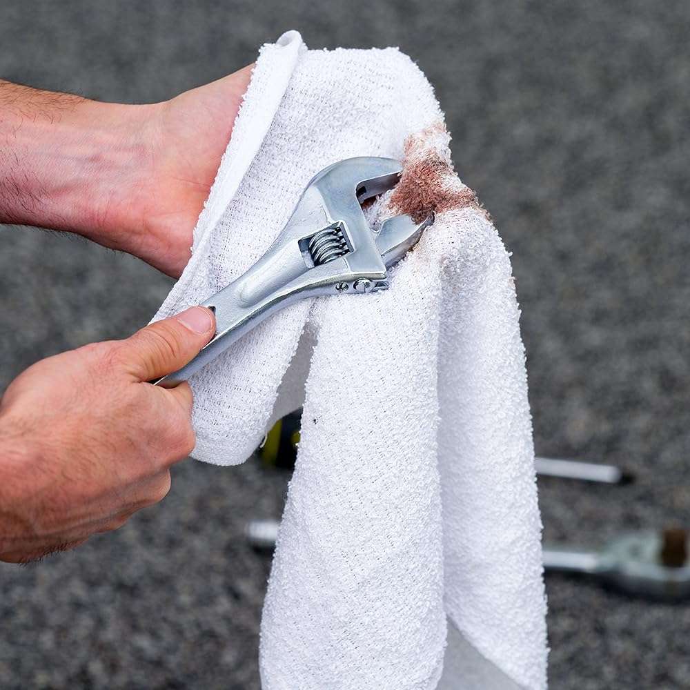 S&T INC. Multipurpose Cotton Terry Cleaning Towels for Home, Automotive, and Garage, 14 Inch x 17 Inch, White, 24 Pack - Image 2